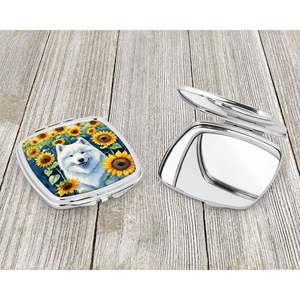 Samoyède Tournesols Compact Voyage Maquillage Miroir Portable Pliant De Poche pour Femmes et Filles Cadeau pour Amis et Famille - Product Image 3