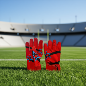 Custom Team Players Outdoor American Football Receiver Gloves <b>Hook</b> Loop Closure Polyester/Cotton/Metallic Unisex <b>Sticky</b> Grip - Product Image 3