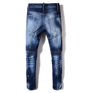 Wholesale Men Vintage Light Premium Denim Jeans Streetwear Straight Fit Distressed Casual <b>Pants</b> Trendy <b>Y2K</b> Summer Solid Front - Product Image 2