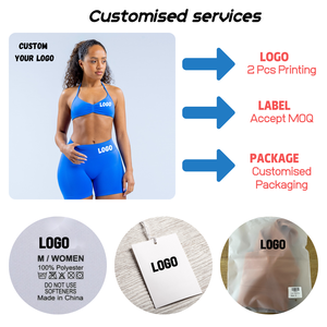 Custom Logo Seamless 100% Cotton Solid Breathable Workout Set High Waist 4.5 Inch Inseam Athletic Shorts Sports Bra Gym <b>Yoga</b> - Product Image 2