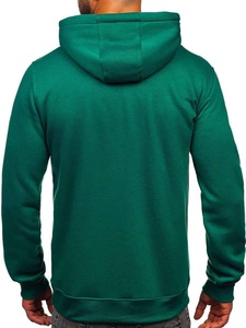 Sweat-shirt à capuche vert foncé pour hommes, coupe régulière, pull en molleton de couleur unie, vêtements d'automne - Product Image 2