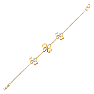 18K Gold Triple Heart Clover <b>Infinity</b> Diamond <b>Bracelet</b> | Elegant Women's Charm <b>Bracelet</b> - Product Image 1