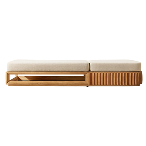 Chaise longue minimaliste moderne en teck massif, lit de jour d'extérieur avec dossier réglable, mobilier de luxe pour bord de piscine, personnalisable pour les complexes hôteliers - Product Image 3
