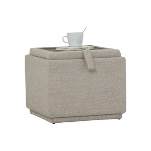Premium Minimalist Square <b>Storage</b> Ottoman Space Saving Footstool <b>with</b> Hidden <b>Storage</b> for Living Room Apartment Hotel Use - Product Image 3