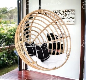 Silla Colgante de Ratán Estilo Rústico para Exteriores, 1 Persona, con Cojín de Secado Rápido, para Balcón, Patio, Dormitorio, Resistente a la Intemperie - Product Image 5