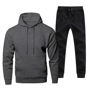 Ensemble de survêtement décontracté pour homme en molleton de coton, sweat à capuche et pantalon de jogging, fermeture éclair intégrale, tenue de sport personnalisée - Product Image 5