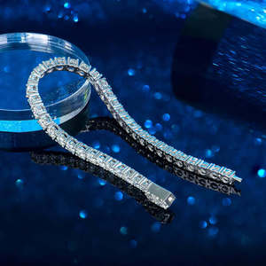 Luxury Women's Tennis <b>Bracelet</b> 925 <b>Silver</b> Rhodium Plated Diamond Round Brilliant Cut Bezel Setting Wedding Jewelry - Product Image 2