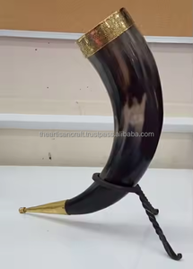 Authentique corne à boire Viking tasse sans danger pour les aliments support en fer poli Super vente Souvenir nautique pièce décorative de style animal - Product Image 4