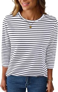 Slim Fit Daily Wear striped t shirt Womens casual long sleeve <b>patchwork</b> breathable anti pilling <b>top</b> outfit - Product Image 3