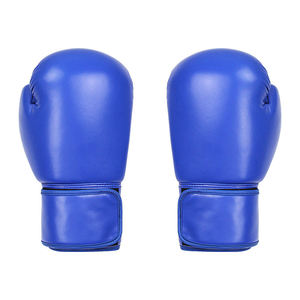Blue PU Boxing Training Gloves Full Finger <b>Velcro</b> Closure for Adults - Product Image 1
