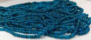 Perles d'apatite néon naturelle lisses et simples, forme ronde de 5-6 mm, vendues par brin de 8 pouces de long - Product Image 4