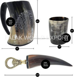 Tasse en corne de Viking en céramique de qualité supérieure loup gravé chope à boire pour Buffalo Ox mariage tasse en céramique Falak World Export - Product Image 5