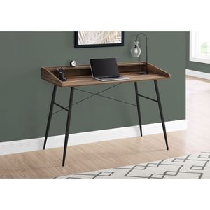 Scrivania Moderna Contemporanea da 48 Pollici per Ufficio Domestico con Ripiani Portaoggetti, Laminato Marrone e Metallo Nero per Lavoro con Laptop - Product Image 5
