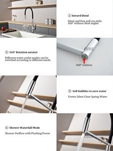 Oire New Solid Brass Pull-Down Küchen armatur Swivel Rotation Sink Mixer <span class=keywords><strong>Tap</strong></span> mit drehbarem Auslauf Warm-und Kaltwasser Torneira - Product Image 5