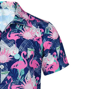 Ensemble de maillots de bain pour hommes grande taille, personnalisé avec logo, imprimé floral et à carreaux, séchage rapide, respirant, chemise et short de plage, vente en gros - Product Image 6