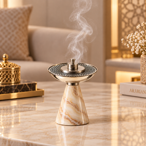 Luxury Marble Design <b>Bakhoor</b> <b>Burner</b> with Stainless Steel Top Aromatic Summer Use Long-lasting - Product Image 4