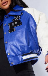 Chaqueta Varsity Personalizada de Lana Cortada, Impermeable, Transpirable, de Lino, Estilo Urbano, Bordada y Tejida para Mujer - ¡Oferta! - Product Image 4