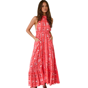 Vestido Maxi Smocked Estampado de Moda para Mujer - Product Image 1