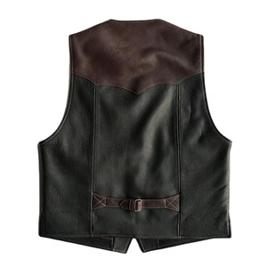 2026 OEM <b>Men's</b> <b>Black</b> Leather <b>Vest</b> Winter Outerwear Front Pockets Sleeveless Plus-Size Low MOQ High Street Style Quick Dry - Product Image 2