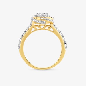 Bague de fiançailles en or jaune 14 carats avec diamant de laboratoire rond de 1,25 carat et double halo - Product Image 2