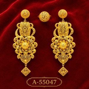 MOLL JEWELLERS Classic 24K Gold Plated Stud <b>Earrings</b> Women's Flower Pattern Heart Charm Coral Luxury Party Jewelry A-55049 - Product Image 3