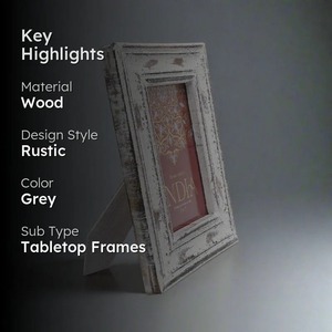 Rustic Wood Photo <b>Frame</b> 4x6 Inch Rectangular Handmade Tabletop Decor White Distressed Finish Vertical Orientation - Product Image 5