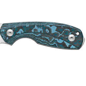 Cuchillos de caza de hoja fija con acabado satinado ancho, hoja de punta caída, mango con patrón azul y agarre contorneado para actividades al aire libre. - Product Image 6