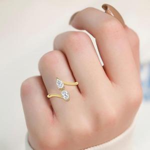 Bague en diamant de laboratoire, mode, demi-sertissage, taille étagée, ovale, pour femme, or rose, or blanc, 9K, bijou élégant et intemporel - Product Image 3