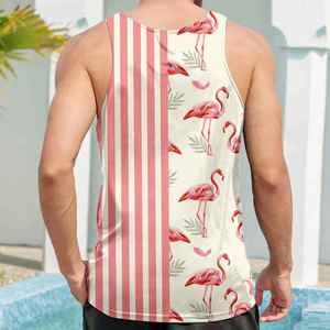 Débardeur sans manches pour homme à imprimé flamant rose, col rond, tricoté, décontracté, respirant, pour le fitness - Product Image 4