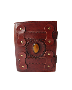 Luxury Leather Bound Notebook with Decorative Stone Closure Custom Logo Leather Journal Handmade Sketchbook <b>Diary</b> With Gemstone - Product Image 4