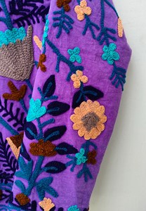 Handcrafted <b>Purple</b> Woolen Velvet Jacket Kashmiri Aari Embroidery Bohemian Winter <b>Cardigan</b> Coat Short Blazer Festival Wear - Product Image 5