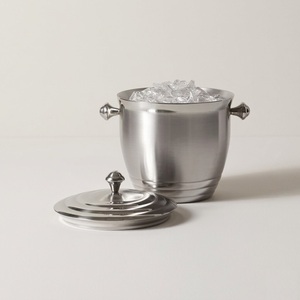 Deluxe Quality Hammered Stainless Steel Ice Bucket Double Wall Insulated Wine <b>Cooler</b> For Parties & Bar With Matching Tongs - Product Image 2