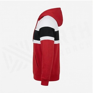 North Approach <b>Men's</b> Color Blocking Hoodie Red White Black Regular Fit Casual Hooded Sweatshirt with Front Pocket - Product Image 3