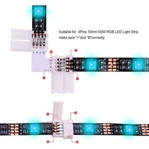 Kit Connettori LED RGB 4 Pin 5050 a L da 10mm per Strisce LED e Adattatori - Product Image 2