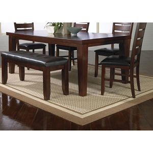 Tavolo da Pranzo Rettangolare Contemporaneo con Prolunga da 18 Pollici, in Legno Massello con Finitura Marrone e Piedi a Blocco Affusolato per Sala da Pranzo Moderna - Product Image 4