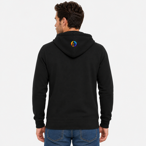 Sweat-shirt à capuche zippé pour homme, conçu pour un confort quotidien, offrant une chaleur légère et un style polyvalent pour un look décontracté moderne. - Product Image 3