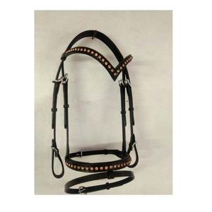 Brida de Cuero para Caballo con Tachuelas de Oro Rosa, Narquera Acolchada, Equipo Ecuestre, Modelo Internacional Rub 7860B Personalizado - Product Image 2