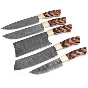 Viking Art Handmade 67-Layer Damascus <b>Sharp</b> Durable Straight Edge 5-Piece Kitchen <b>Knife</b> <b>Set</b> Wooden Ambidextrous Handles - Product Image 5