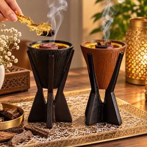Brûleur en bois de luxe Madkhan, porte-encens traditionnel religieux Bakhoor, décoration d'intérieur arabe, accessoires Oud haut de gamme, fait main - Product Image 3