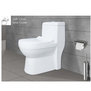 Inodoro circular moderno de alta calidad, de una pieza, en porcelana blanca, 665x340x710mm, para uso en construcción comercial. - Product Image 3