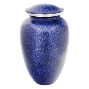 Urnes funéraires classiques en aluminium de haute qualité pour adultes, avec finition métallique bleue, pour cendres humaines. - Product Image 1