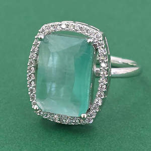 Luxury Jewellery Cubic Zirconia <b>Adjustable</b> <b>Ring</b> with Two Tone Plating Claw Setting Flower Shape Classic Style - Product Image 4