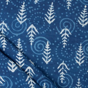 100% tela de algodón hecha a mano India Natural bloque de mano impreso hojas florales tradicionales índigo para textiles para el hogar y bolsos - Product Image 4