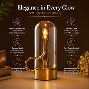 Rechargeable Gold LED <b>Table</b> <b>Lamp</b> | 2000mAh Battery 8 Hour Runtime Metal Glass Cordless Desk <b>Lamp</b> Modern Home Decor Lighting <b>Lamp</b> - Product Image 5