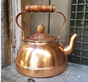 <b>Large</b> vintage style copper kettle with brass trim and ergonomic handle perfect for <b>tea</b> ceremonies or cozy home setups - Product Image 1