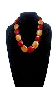 Resin <b>Beaded</b> <b>Necklace</b> with Colorful Swirls Heart Shape Handmade Fashion Jewelry for Bold Modern Party & Wedding Looks - Product Image 3