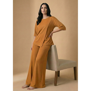 Ensemble décontracté pour femmes en coton doux, couleur lavande, deux pièces, vêtements de détente confortables, tenue décontractée pour tous les jours - Product Image 2