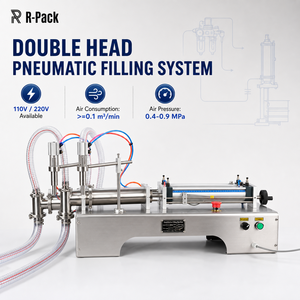 Máquina de Llenado de Doble Cabezal GY-500D, Eléctrica Neumática de Sobremesa para Pequeños <span class=keywords><strong>Negocios</strong></span> y Laboratorios, para Muestras de Salsas y Aceites, 110V, 50-500ml, 20-60 <span class=keywords><strong>BPM</strong></span> - Product Image 1