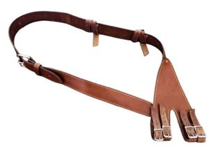 Harnais pour chien en cuir véritable marron, réglable, style équestre, avec sangle de poitrine pour animal de compagnie, sangles à boucles de type Baldric, ceintures pour l'équitation - Product Image 2
