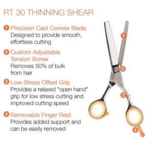 Ciseaux à effiler professionnels Harbor Industry de 6,5 pouces avec manche orange en acier inoxydable pour salon de coiffure - Product Image 6